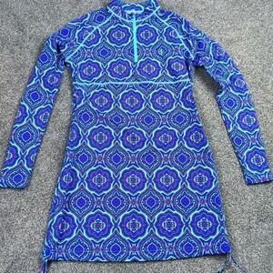 Coolibar UPF 50+ Blue Purple Geometric Rash Guard Tunic XS